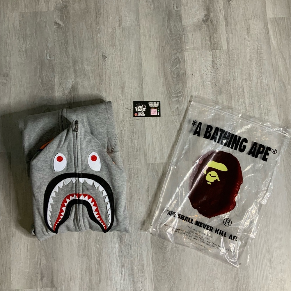 A Bathing Ape Gray Shark Zip-Up Hoodie